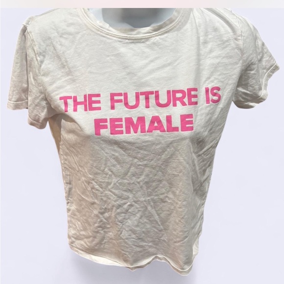 Stradivarius Cream Tee with Pink Slogan - Picture 1 of 4